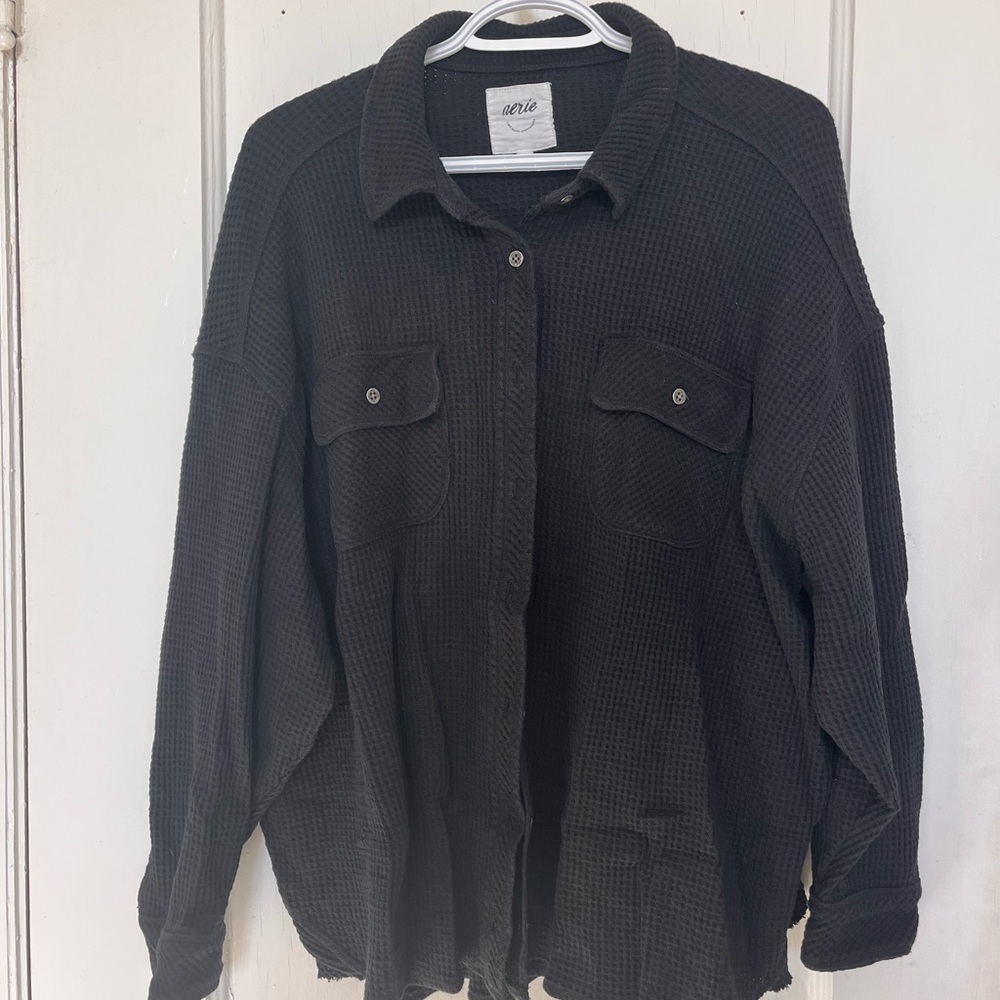 Oversized Waffle Button Up